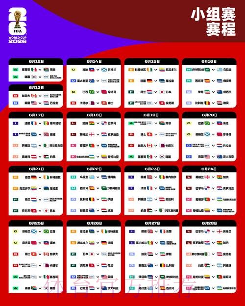 2026世界杯小组赛赛程官方发布全程直播免费观看